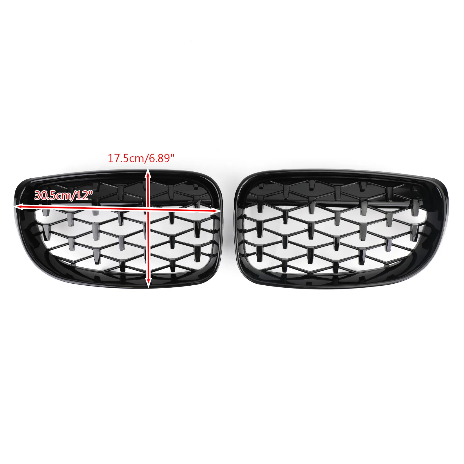 Calandre Avant Diamant Noire Pour BMW Série 1 E87 (2008-2011) - Référence 51137166439/40, ABS, Style Sport