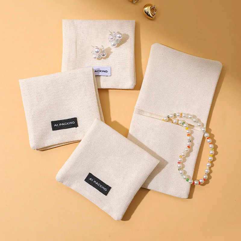 Wholesale A1 Brand Premium Cotton Flap Bag Jewelry Storage Pouches with Custom Logo for Gifting & Packaging details