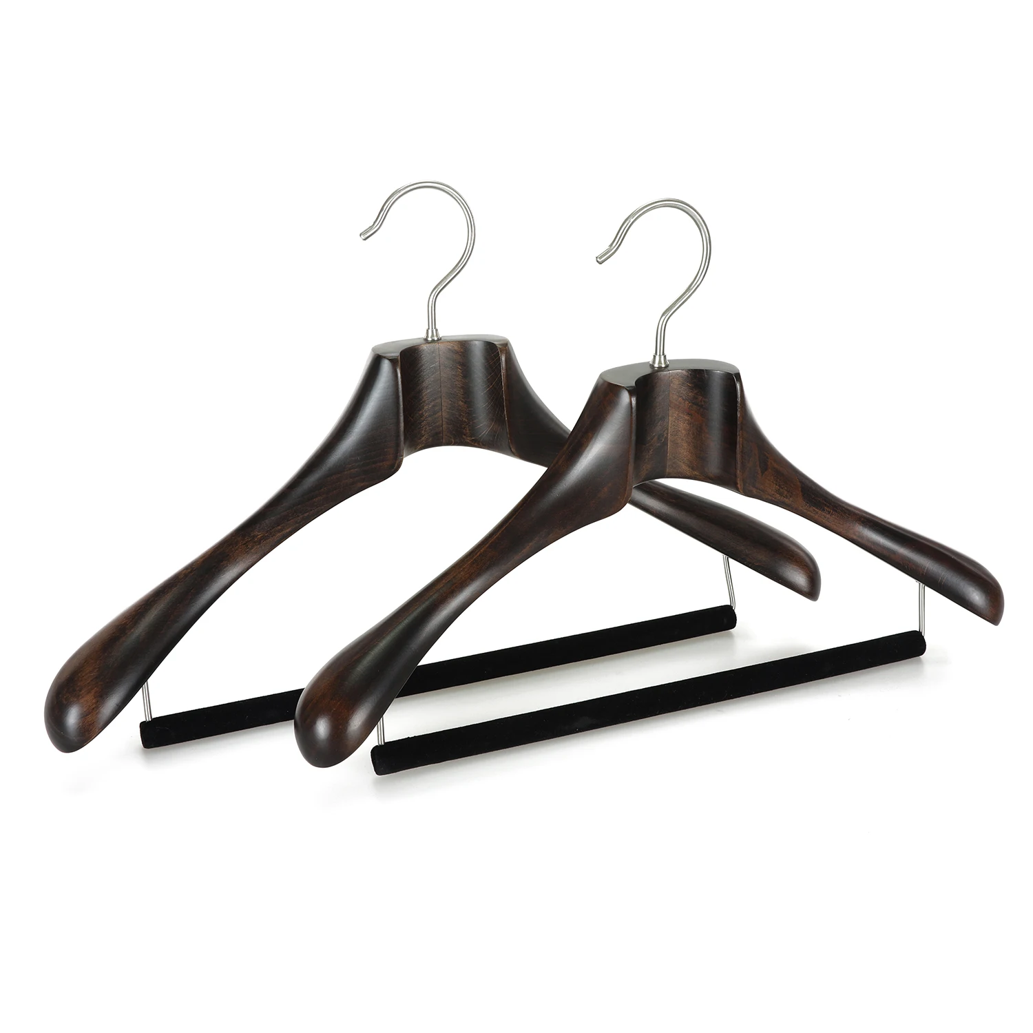 New 10 Pcs Luxury Thick Wide Shoulder Black Hanger for Coats Anti