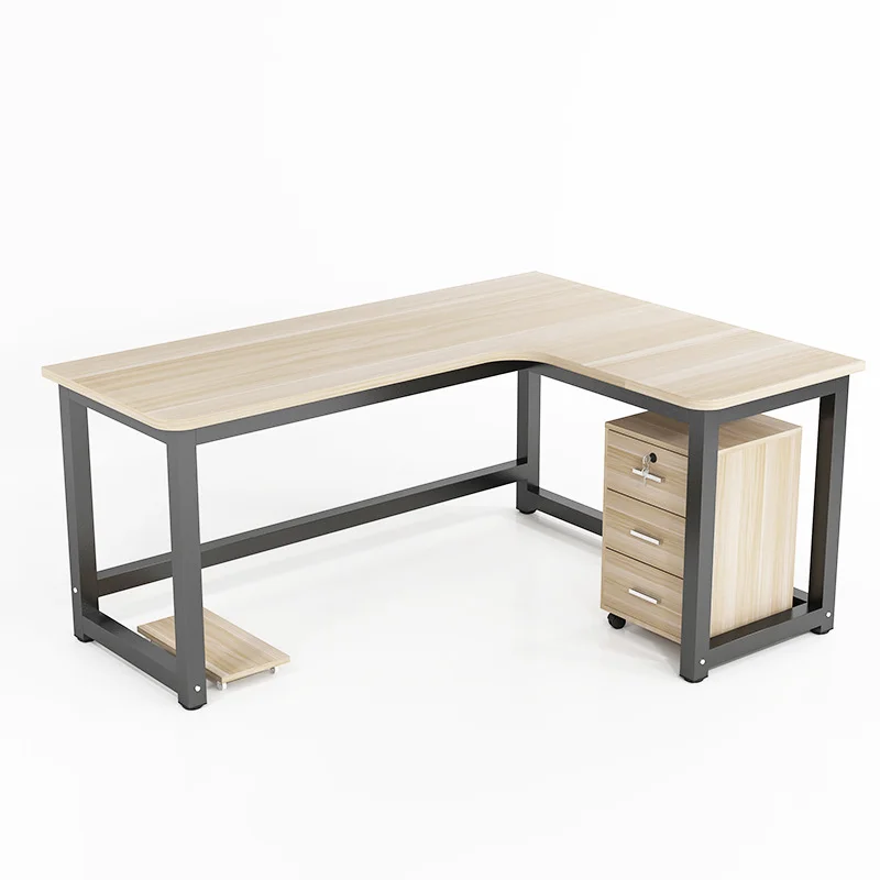 Modern Multi-colour Customised Standing Office Corner Desk L-Shape Eco-friendly Solid Wood Panel Writing Desk