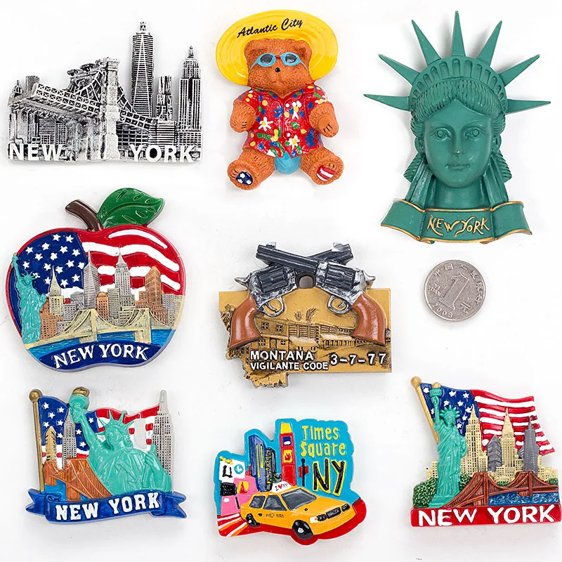 New York USA 3D Time Square frigorifero magnete in resina