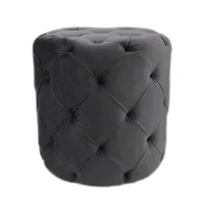 Custom Wholesale Living Room Round Velvet Pouffe Ottoman Modern Bean Bag Footstool Pouf with Buttons