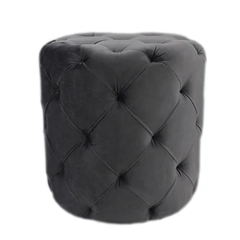 Custom Wholesale Living Room Round Velvet Pouffe Ottoman Modern Bean Bag Footstool Pouf with Buttons