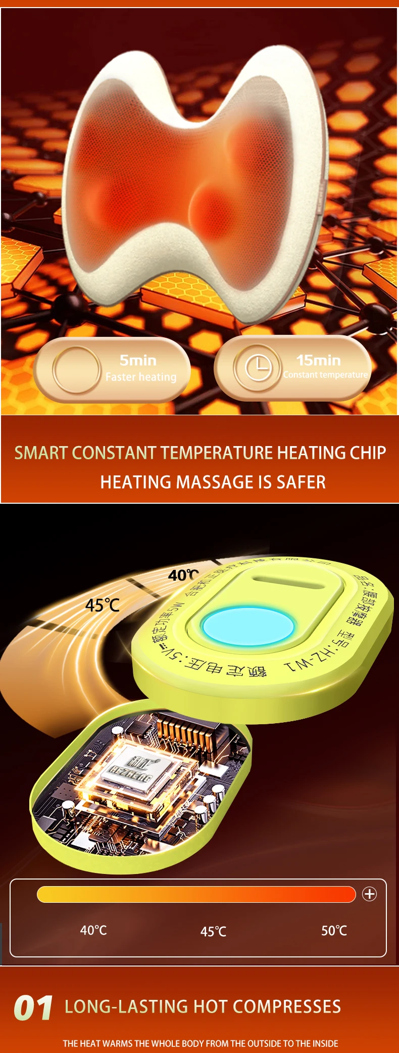 Dropshipping Products 2025 Full Body Neck Infrared Heated Massage Pillow Electric Back Massager Pillow Waist Massager 2 Modes