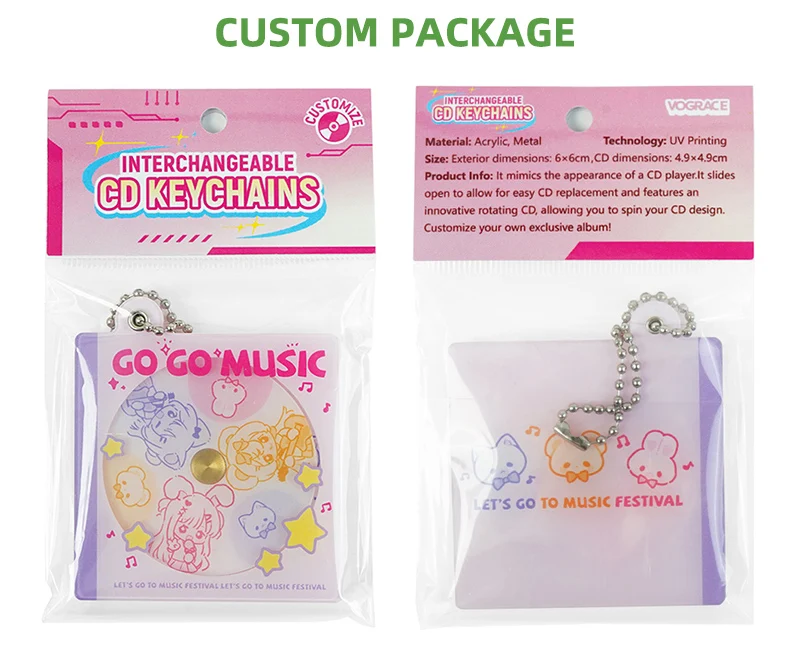 Custom Kpop Acrylic Keychain Double Sided Colored Cd Case Holder_voghion.com