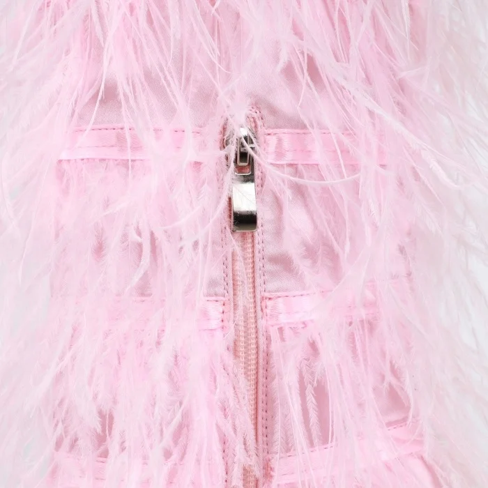 New Fashion Ostrich Feather Fluffy Stiletto Knee High Boots