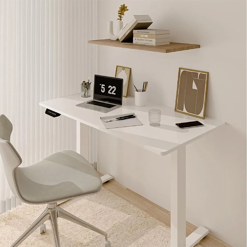 Electric Standing Desk for Home Office Whole Piece Sit to Stand Height Adjustable Computer Desk with Wheels details