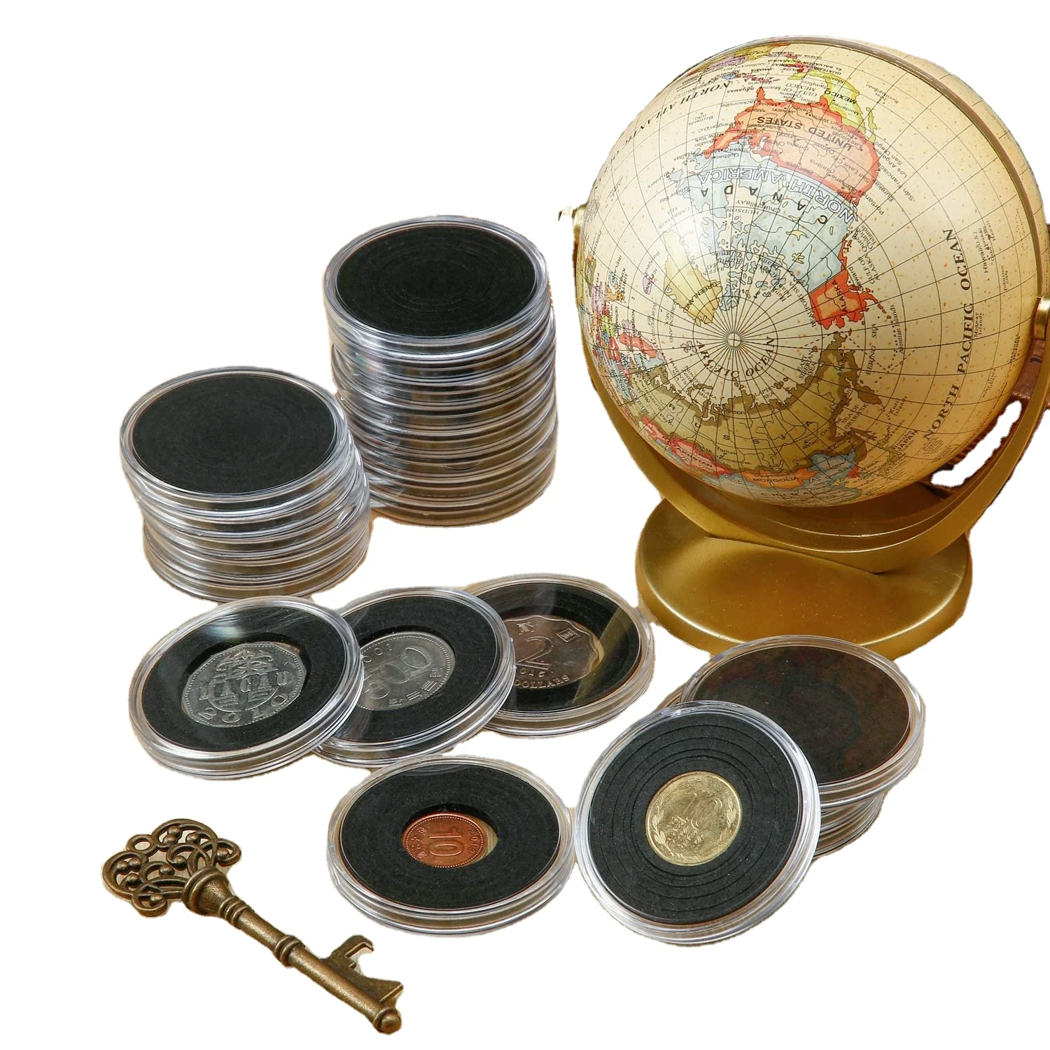 Coffret Collectionneur De Pièces : 30 Capsules Protectrices 46mm + Joints EVA + Boîte De Rangement - Pour Monnaies, Médailles