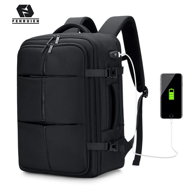 FENRUIEN Men's Travel Waterproof Backpack with USB Charging