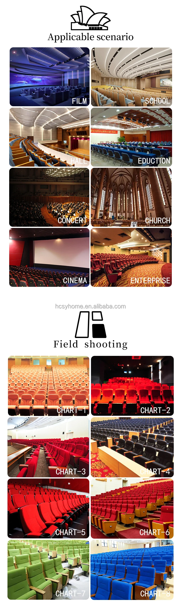 Hcsy High Quality Church Chair With Tablet Auditorium Chairs For Sale