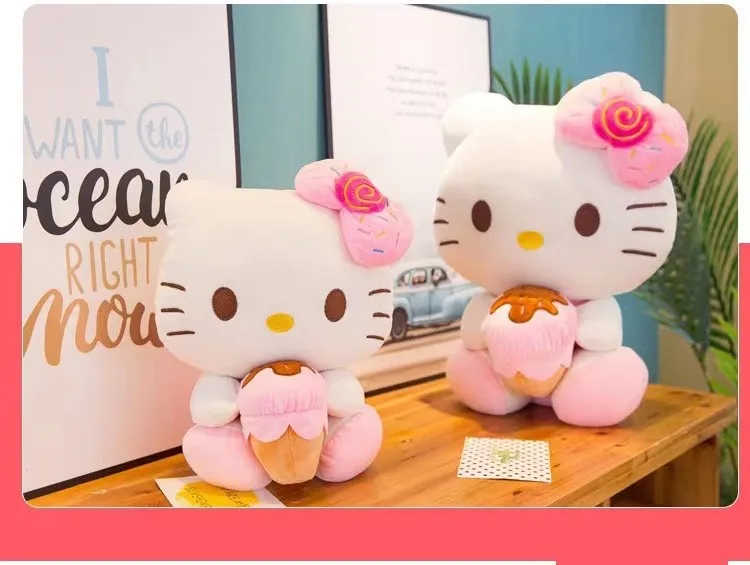 Hl High Quality Japanese Cartoon Pink Hallo Kt Cat Plush Toy Ice Cream ...