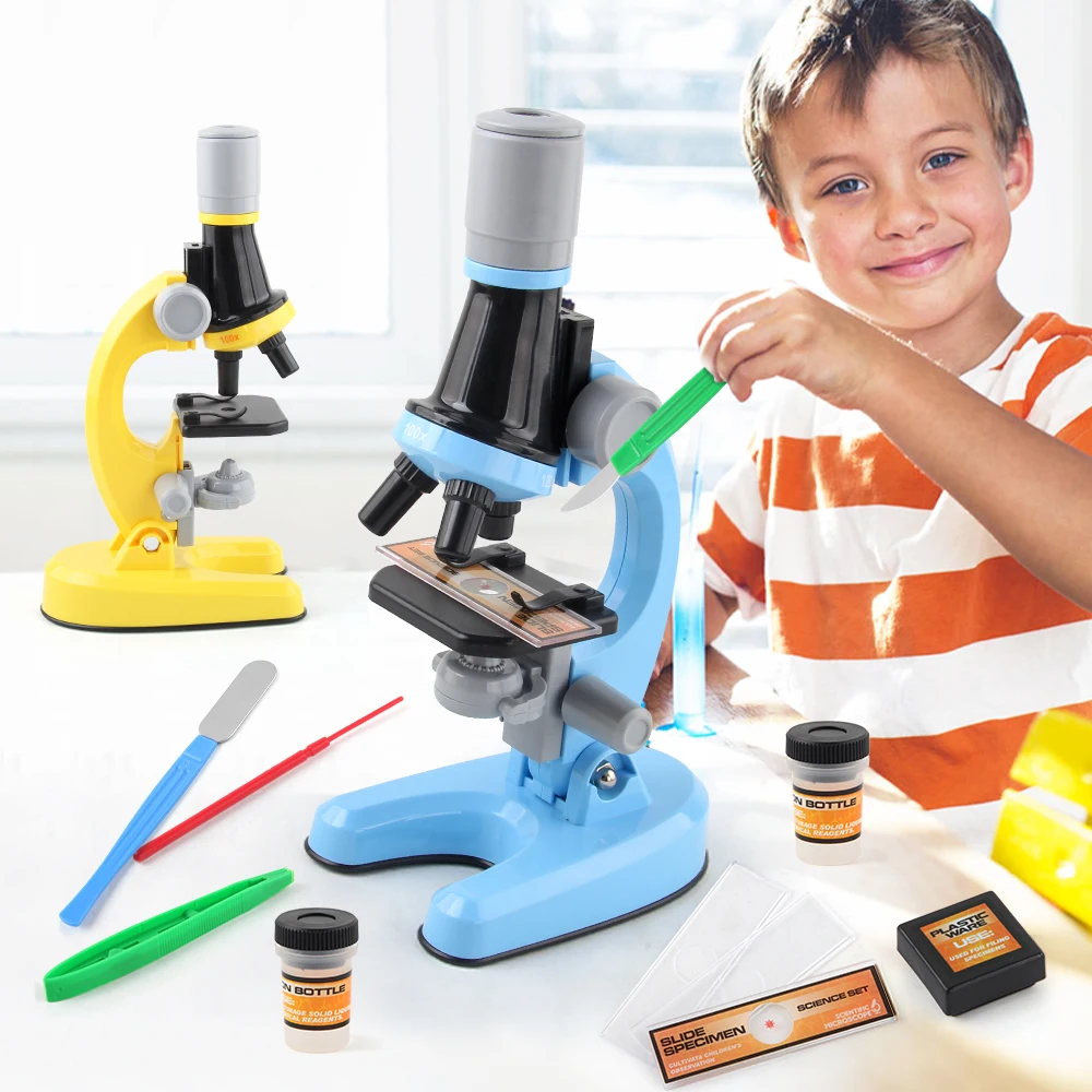 Microscópio Biológico Ajustável Brinquedo de Ciência Micro Equipamento de Experimento Kit de Ciências Educacionais para Crianças Brinquedo Conjunto de Brinquedos de Aprendizagem
