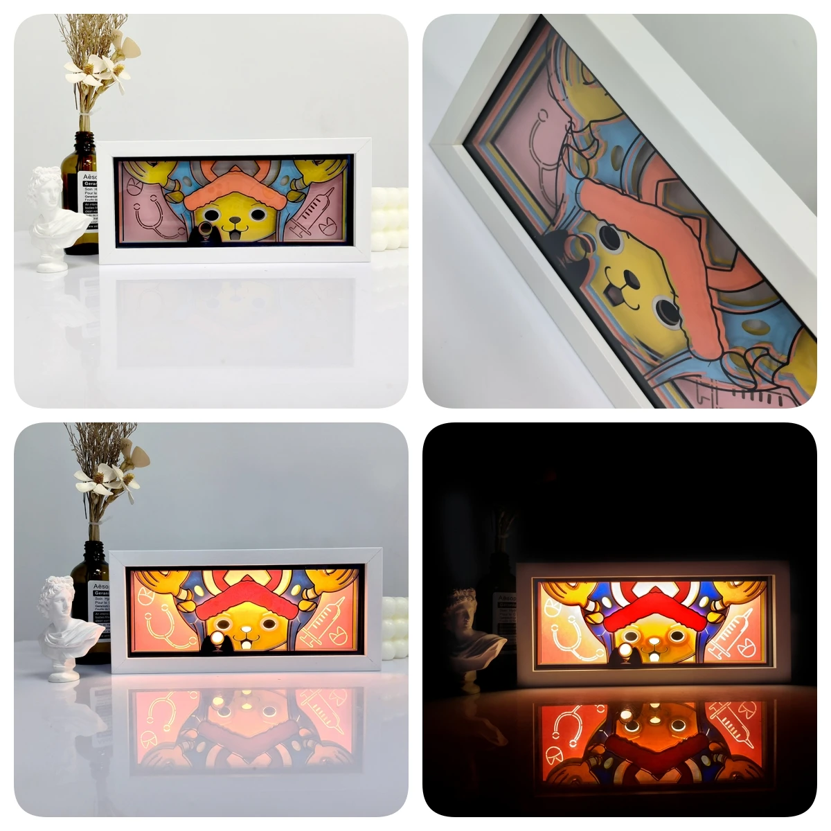 69 Designs RGB Framed 3D Paper Cut Carving Lamp Cartoon Character Uzumaki Anime Figure Paper LED Light Box Night Light