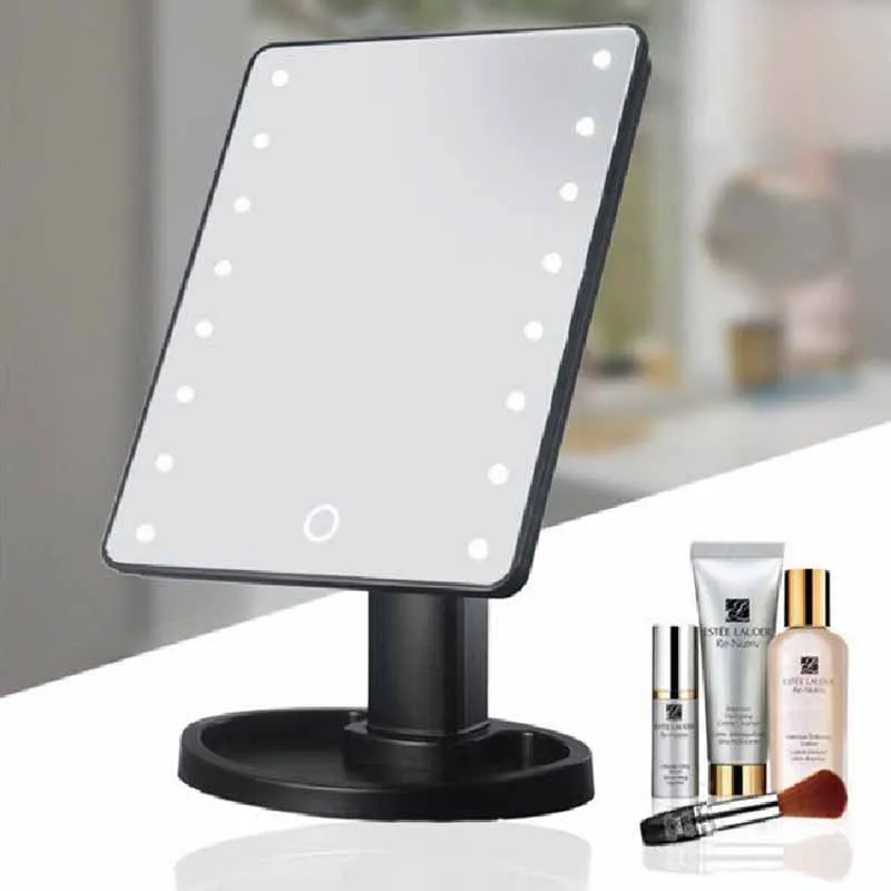 Cable USB Espejo de maquillaje personalizado con pantalla táctil luz Led para espejo de mesa bat 