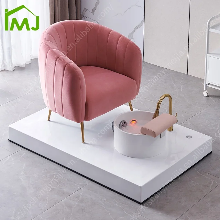 Beauty Nail Salon Whirlpool Discharge Pump Foot Bath Chair Spa Massage pink  Pedicure Chair