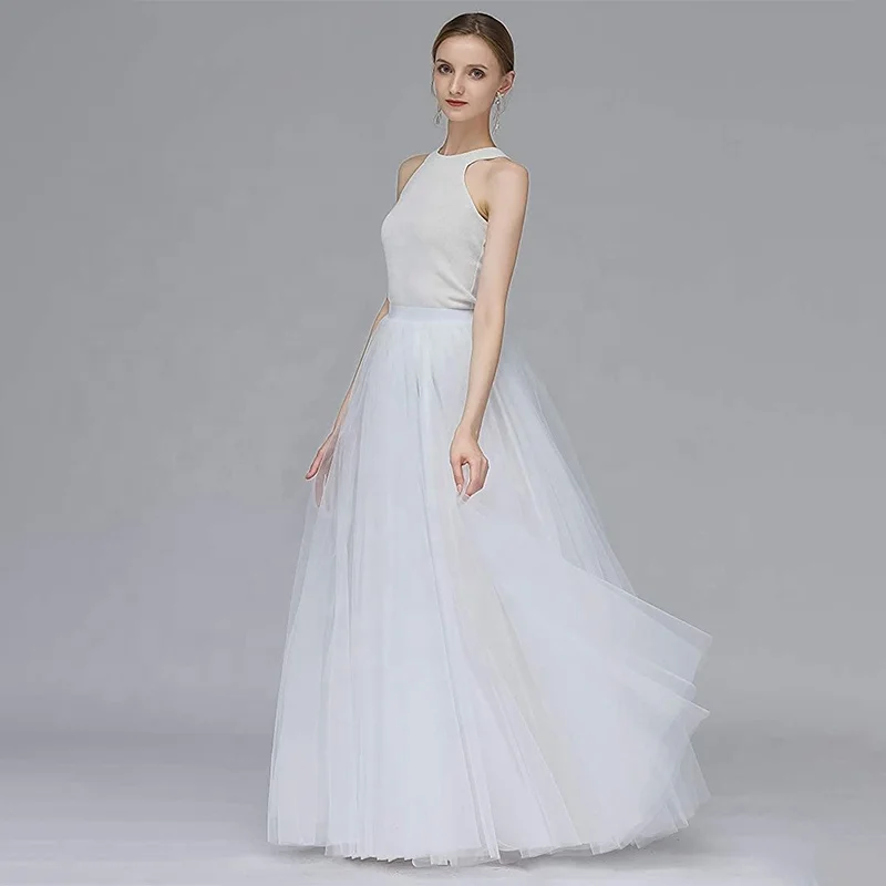 Womens Long Bridesmaid Tulle Skirts White Mesh Layered Dress Flowy Formal  Wedding Attire Dance Clothes Black Skirt