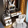 White and black 79-table charging cabinet, mirror, flower fairy