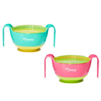 Hot Sale Food Grade PP Baby Snack Bowl With Lid Fruit Nut Dried Storage Box for Snack with Sucker Baby Feeding Bowls