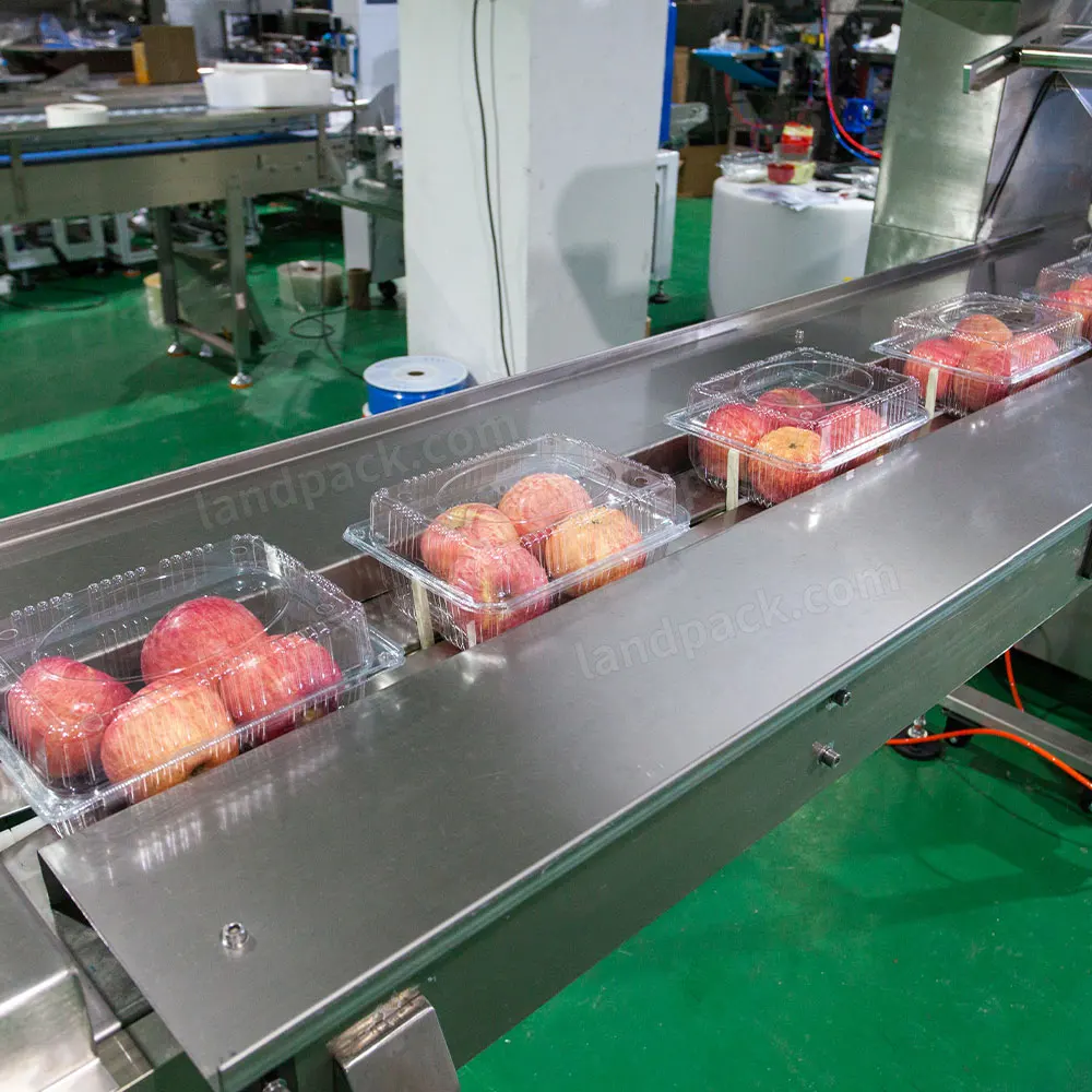Fully Automatic Reciprocating Flow Pack Machine for Tomatoes Strawberries Fruits in Boxes Food Packaging with Labeling Function