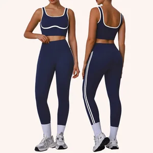 Two Piece Set Spandex 2 Piece Lounge Set Women Sportswear New Design Booty Lift Leggings No Scrunch Gym Wears for Ladies