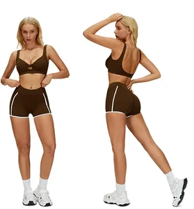 New Hot Selling Sports Bra High Waist Breathable Fitness Shorts 2 Piece Gym Fitness Yoga Set