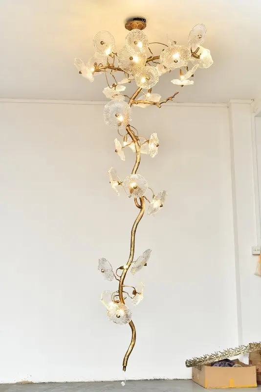 MEEROSEE Flower Branch Chandeliers Pendant Lamp Lampara De Techo Chandelier Crystal Lights Luxury MD87011