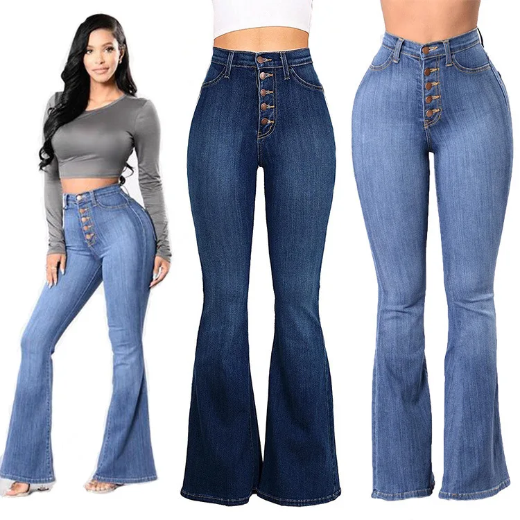 Femmes/femme 4 boutonnée dark wash bleu marine taille haute denim jeans pantalon