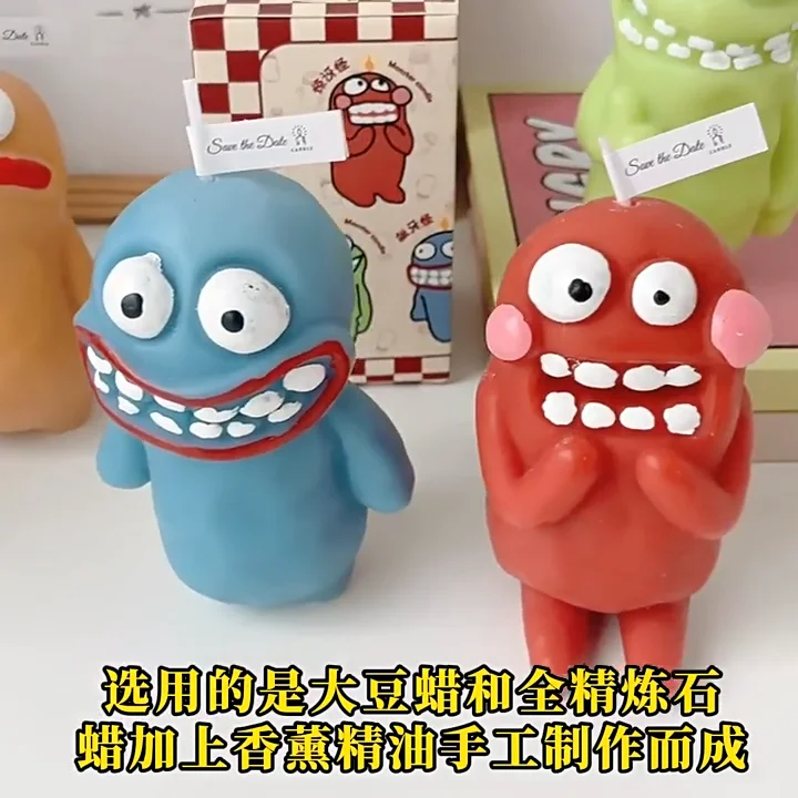 Halloween Style Funny And Ugly Clay Monster Cartoon Candle Soy Wax ...