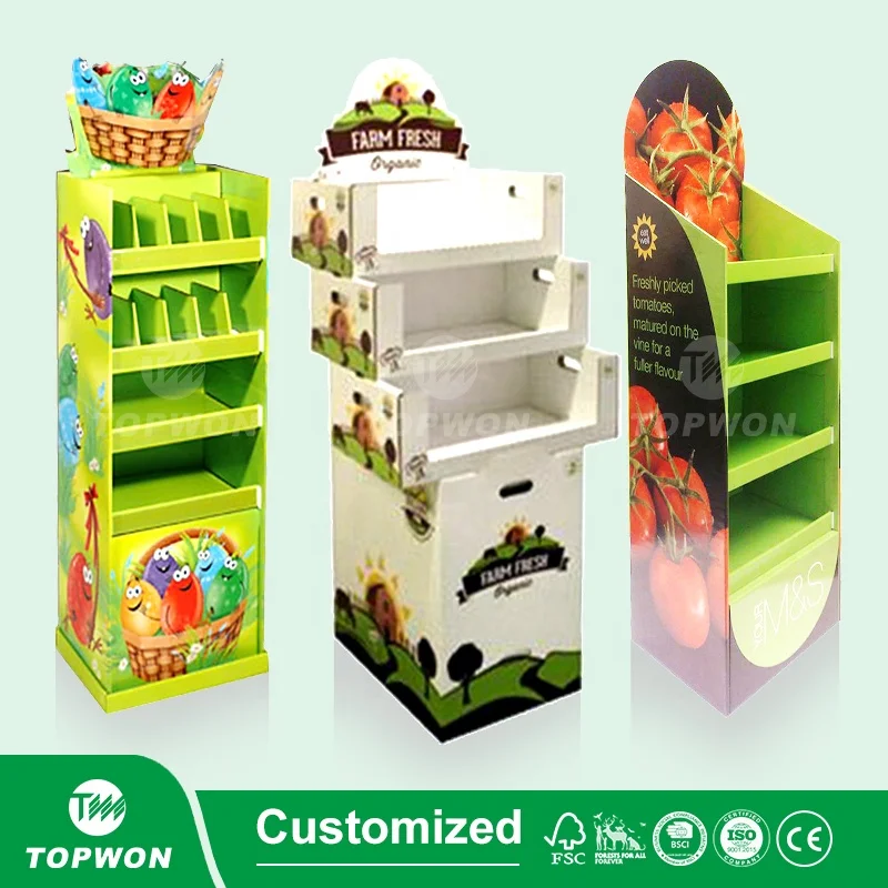 Corrugated Display Stand for Vegetable Seeds, Vegetable Seed Packet Cardboard Floor Display Stand