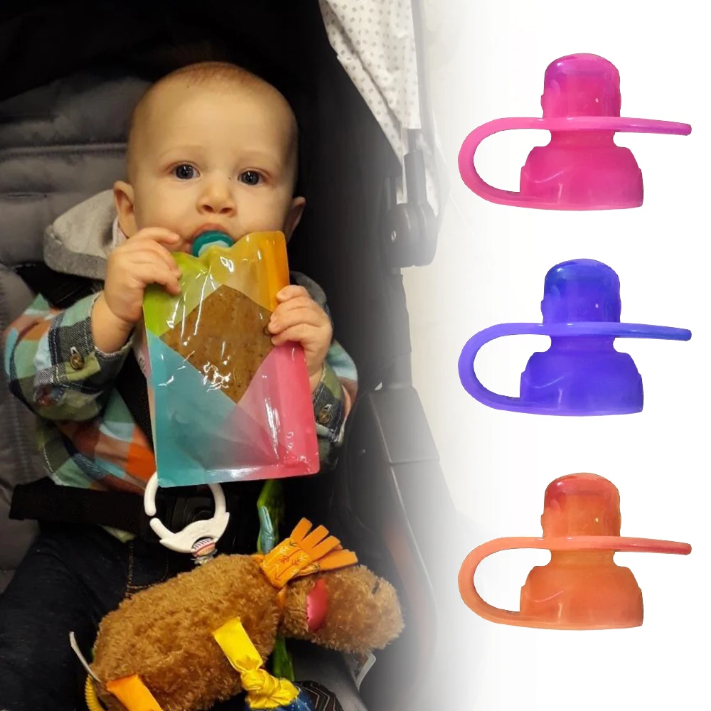 BPA Free Custom Fruit Juice Pouch with Spout No Spill Flow Control Reusable Silicone Food Pouch Top for Ages 0-12 Months
