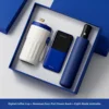 Tasse à café bleue + batterie externe + parapluie