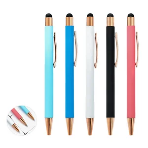 Metal Ballpoint Pen Spray Glue Capacitive Stylus Laser Logo Aluminum Rod Customizable Custom LOGO