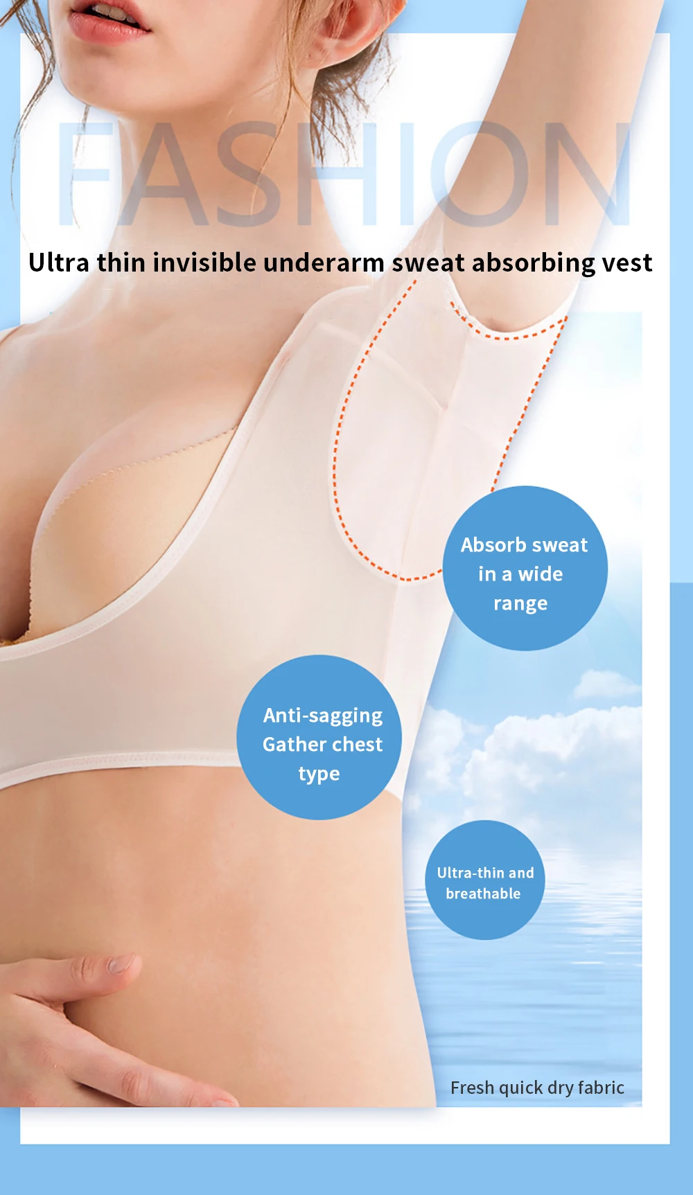 High Quality Underarm Sweat Pad Breathable Underwear Tshirt Bottom