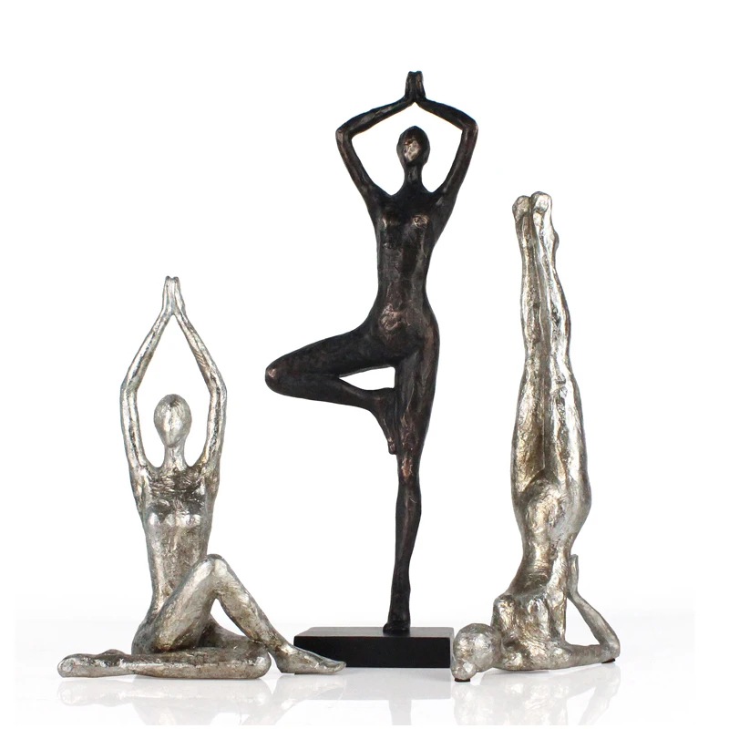 New Wholesales Yoga Sport Artificial Resin Elegance Figurine Lady Arts For Home Decor Crafts