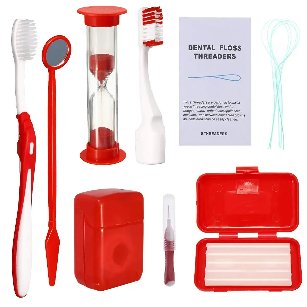 Orthodontic Teeth Cleaning Kit 8pcs Manual Plastic Care Set details