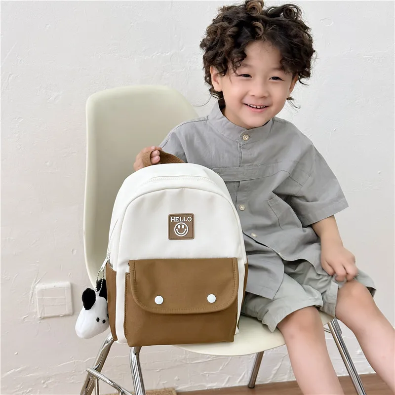 New Children's Kindergarten Schoolbag Boys Microfiber Synthetic Leather Solid Color Childlike Large Capacity Backpack Sac a dos