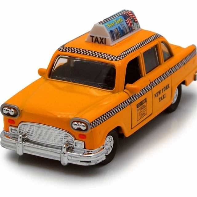 Box of 12 Diecast Model Cars Toy  - Taxi City Yellow Cab, Yellow, 5 Inch Scale