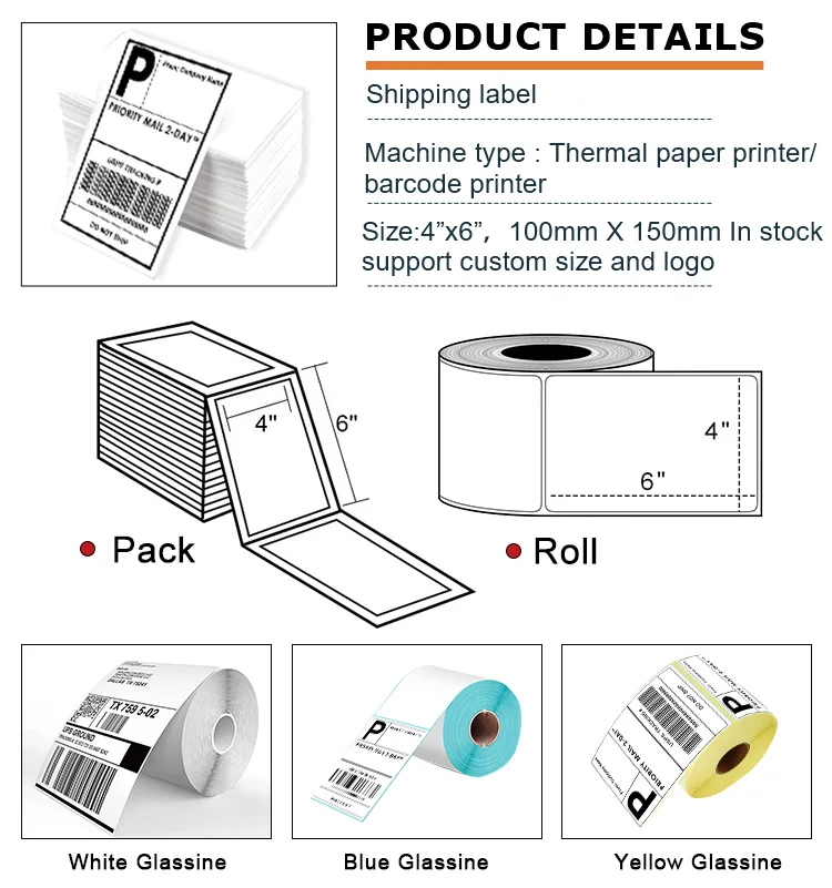 Factory Price White Blank X Shipping Label Waybill Adhesive Sticker