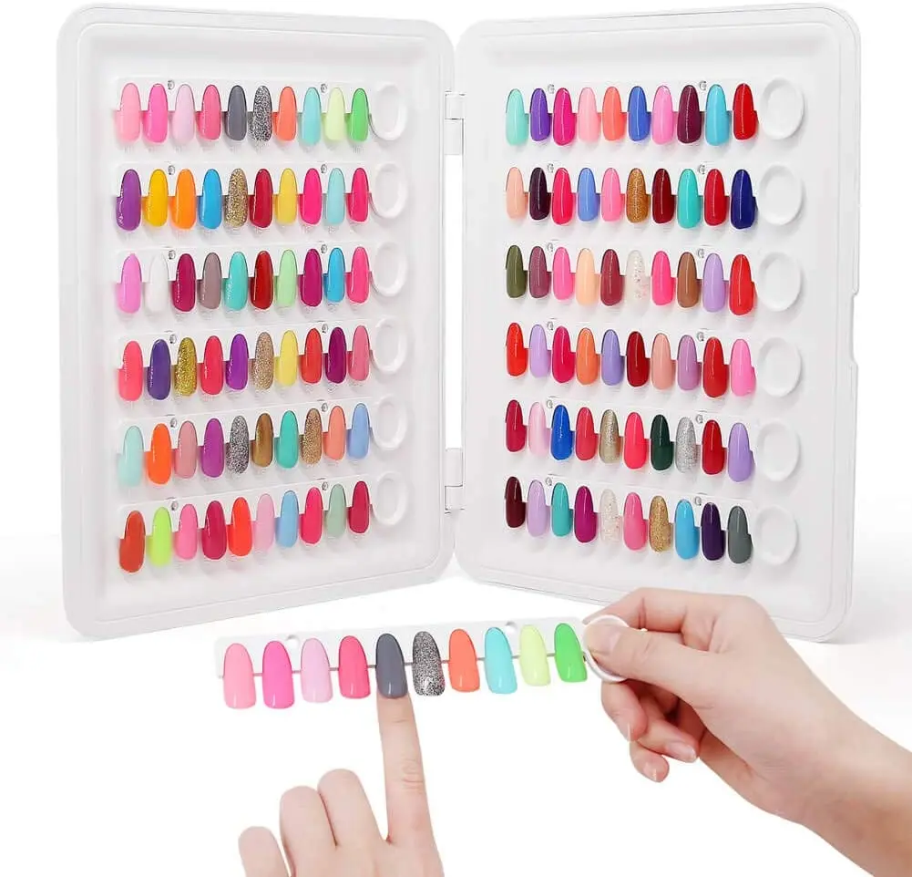 Plastic Nail Art Practice swatch Book False Tips Gel Polish Color Sample Album 120 Colour Display Chart for Nails