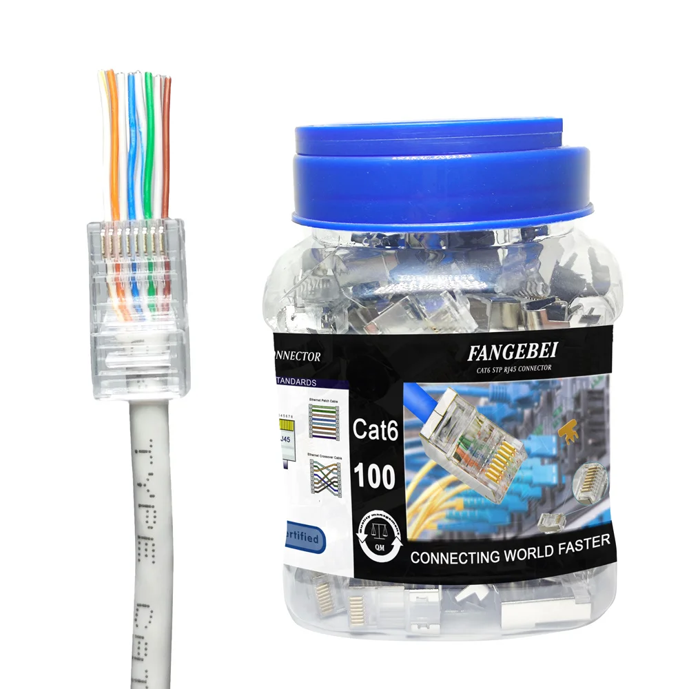 Rg45 Rj 45 8p8c Modular Plug Utp Conector Pass Through Eazy Cat6 Rj45 Connector Cat6 Cat 6 Utp