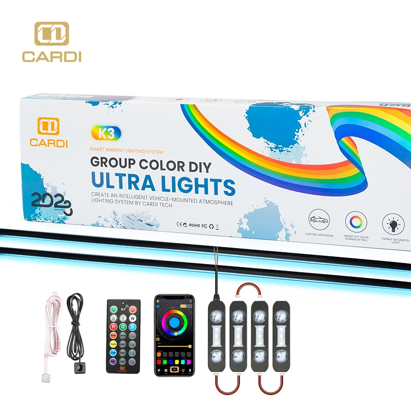 Wholesale "CARDI" K3 RGB LED Car Ambient Decoration Atmosphere Interior Light By App Control Decorative Lamp Universal From m.alibaba.com