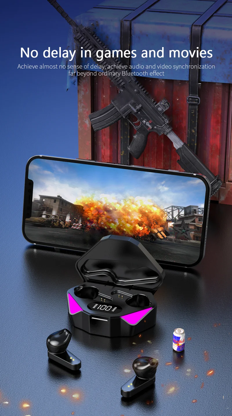 TWS-X15 ゲーミングワイヤレスイヤホン X15 TWS Gaming Earbuds Wireless Bluetooth Earphone With Mic