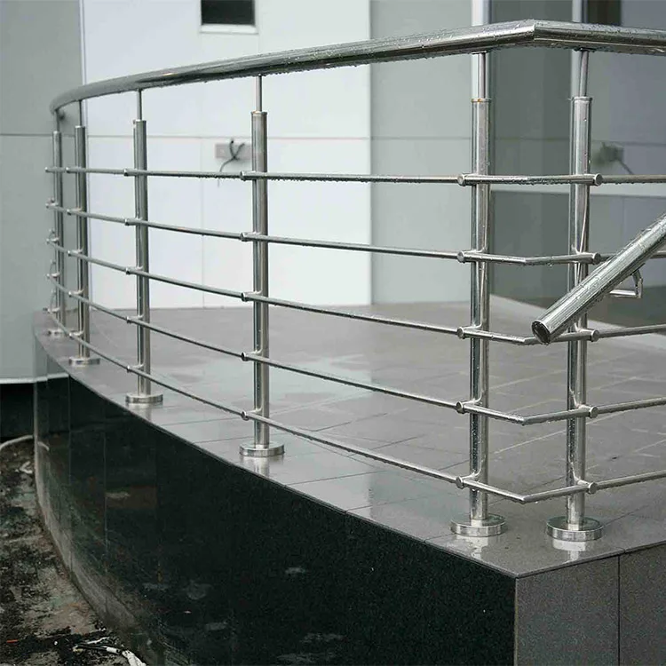 Barandilla De Acero Inoxidable Para Escaleras O Balcón - 180 Cm De Longitud - Con 4 Travesaños - Altura 106.5 Cm