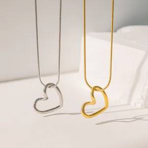 Women's Stainless Steel Gold Plated Cross Heart Pendant Necklace Fashion Party Jewelry with Beads Link Chain