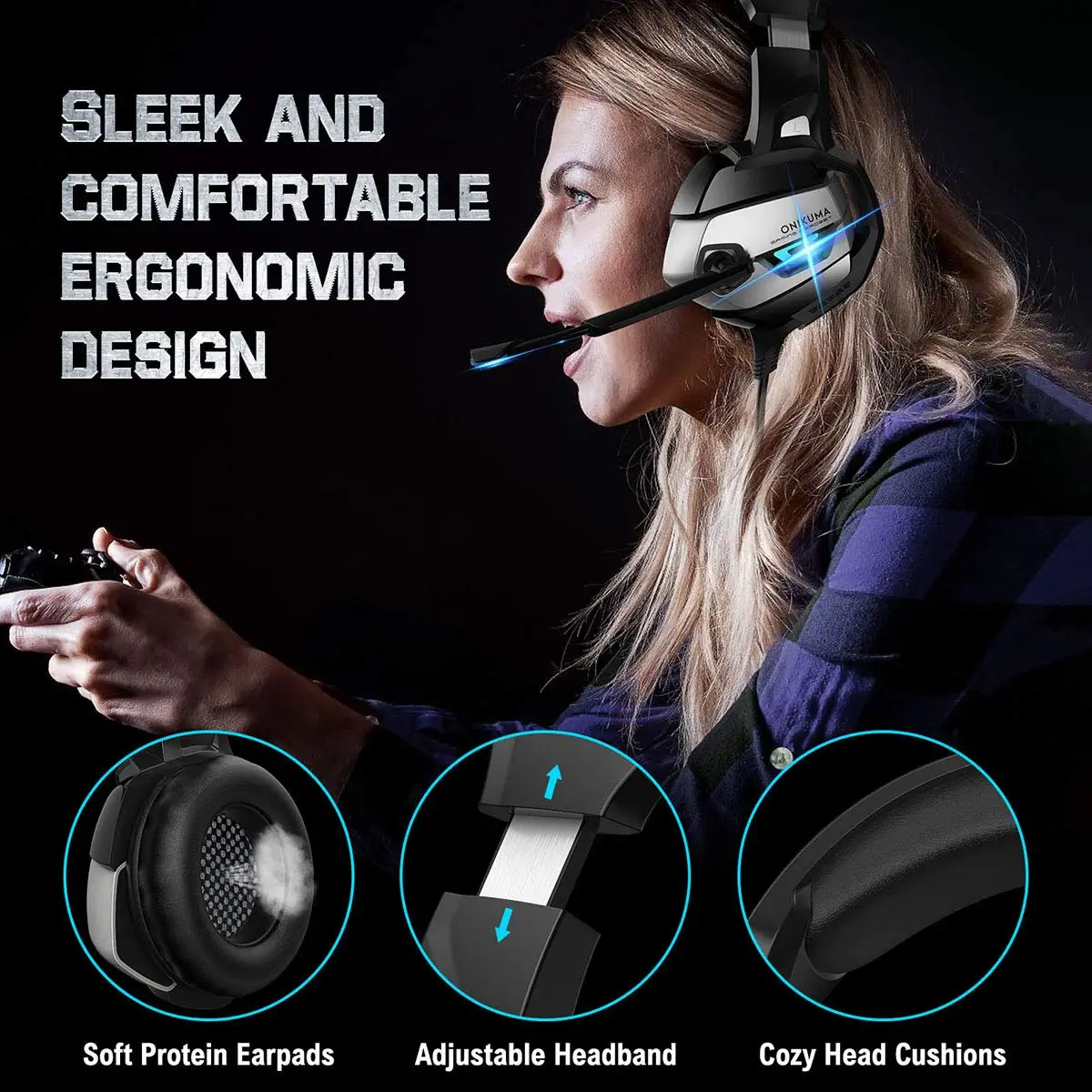 
Hot Selling Stereo PC Casque Gaming Headset Headphone K5 with Mic LED Light Auriculares Gamer for PS4 