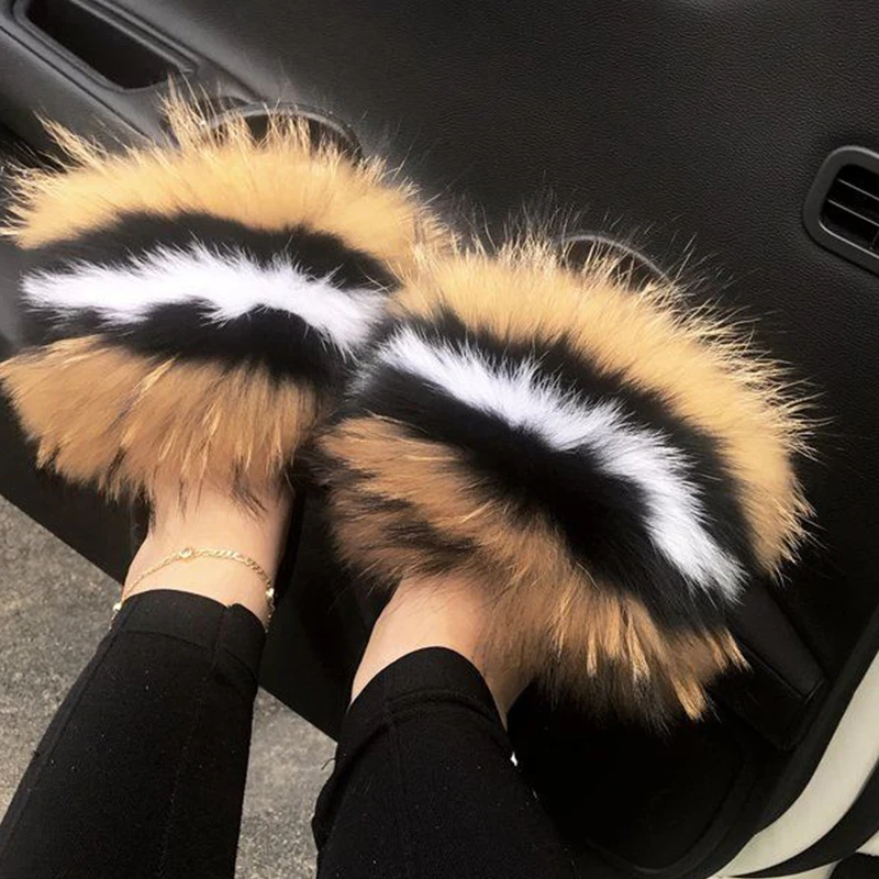 fluffy fur sliders