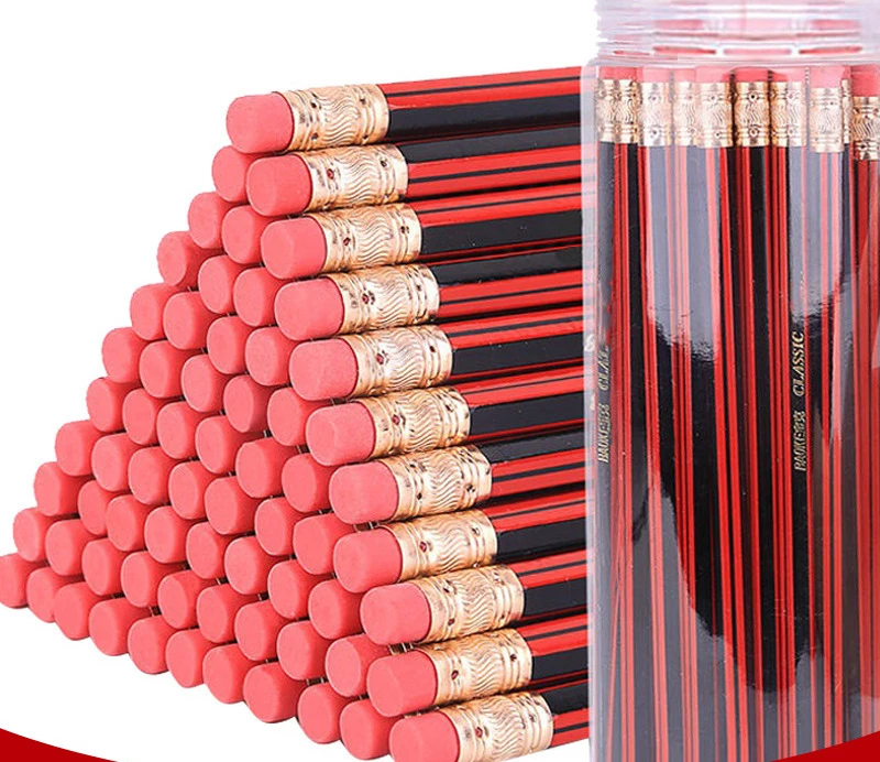 Custom Cheap Wholesale School Supplies Kids Hex With Eraser Pencil