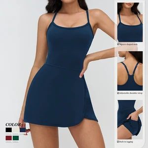 Wholesale Cloud Like Tennis Skirt Set Adjustable Straps Built in Shorts Anti Exposure Casual Outdoor Yoga Fitness Sportswear