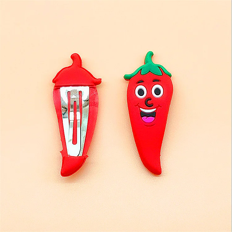 Модная резиновая заколка для волос из ПВХ с мультяшными фруктами 3D или 2D на заказ заколки девочек малышей