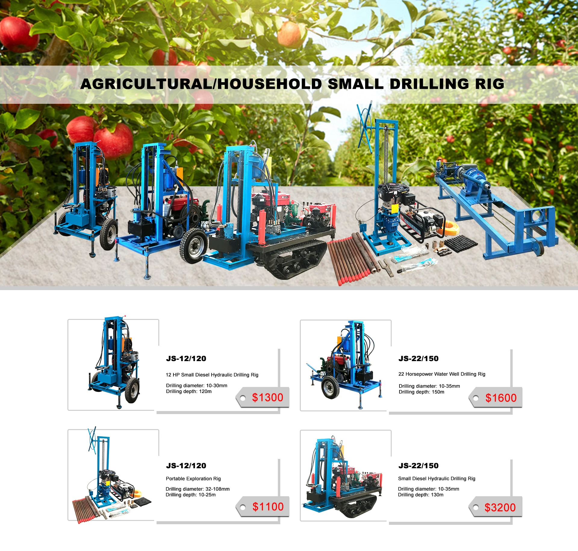 Professional Supply 50m Small Household For Portable Water Well